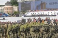 Malaysian Army paratrooper troop marching during 65th Malaysia National Day Parade in Kuala Lumpur.