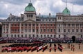 Trooping the Colour, annual military ceremony in London in the presence of the Queen. Guards wear bearskin hats.