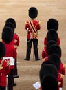 Trooping the Colour, annual military ceremony in London in the presence of the Queen. Guards wear bearskin hats.