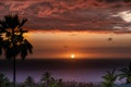 Tropcial Hawaiian Sunset in Kona, Big Island, Hawaii Island Royalty Free Stock Photo