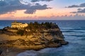 Tropea Calabria Italy. Santa Maria dell\'Isola Monastery at dusk Royalty Free Stock Photo