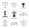 Trophies and awards banners, ribbons and labels set. Stars, Cups and Medals. Vector Royalty Free Stock Photo