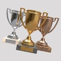 Trophies for first, second and third place in sports