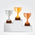 trophies on winner podium. Vector illustration decorative design Royalty Free Stock Photo