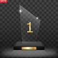 Glass award trophy set. Transparent prize template