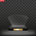 Glass award trophy set. Transparent prize template