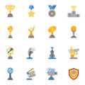 Trophy and awards flat icon color set 2.