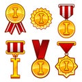 Trophy, awards, flat medal, first place, badge Royalty Free Stock Photo