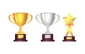 Trophy. Awards. Golden and Silver Cup, Star Vector Royalty Free Stock Photo