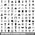 100 trophy and awards icons set in simple style Royalty Free Stock Photo