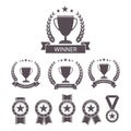 Trophy and awards icons set.