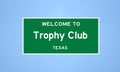 Trophy Club, Texas city limit sign. Town sign from the USA.