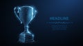 Trophy cup. Abstract vector 3d trophy isolated on blue background. Champions award, sport victory, winner prize concept Royalty Free Stock Photo