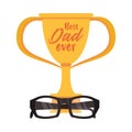 Trophy cup award best dad with eye glasses Royalty Free Stock Photo