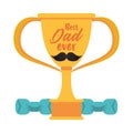 Trophy cup award best dad with mustache and dumbbells Royalty Free Stock Photo