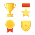 Trophy cup and awards golden medals Royalty Free Stock Photo