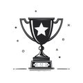 Trophy Cup Black and White Icon Award Illustration with Star Royalty Free Stock Photo