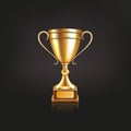 Trophy cup. 3d gold award for soccer or football golden champion winner, sport championship win. Leadership and success Royalty Free Stock Photo