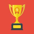 Trophy Cup Flat Icon, vector illustion flat design style.