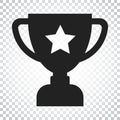 Trophy cup flat vector icon. Simple winner symbol. Black illustration on isolated background. Simple business concept pictogram. Royalty Free Stock Photo