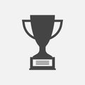 Trophy cup flat vector icon. Simple winner symbol. Black illustration isolated on white background. Royalty Free Stock Photo