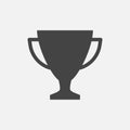 Trophy cup flat vector icon. Simple winner symbol. Black illustration isolated on white background. Royalty Free Stock Photo