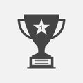 Trophy cup flat vector icon. Simple winner symbol. Black illustration isolated on white background. Royalty Free Stock Photo