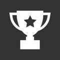 Trophy cup flat vector icon. Simple winner symbol. White illustration isolated on black background. Royalty Free Stock Photo