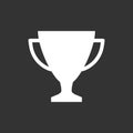 Trophy cup flat vector icon. Simple winner symbol. White illustration isolated on black background. Royalty Free Stock Photo