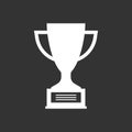 Trophy cup flat vector icon. Simple winner symbol. White illustration isolated on black background. Royalty Free Stock Photo