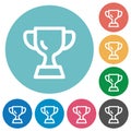 Trophy cup outline flat round icons Royalty Free Stock Photo