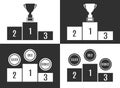 Trophy Cup on prize podium in black and white Royalty Free Stock Photo