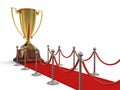 Trophy Cup on Red Carpet (clipping path included) Royalty Free Stock Photo