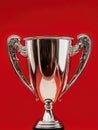 Trophy Cup with Reflection on Red Surface Royalty Free Stock Photo