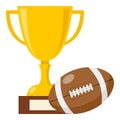 Trophy Cup and Rugby Ball Flat Icon Royalty Free Stock Photo