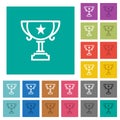 Trophy cup with star outline square flat multi colored icons Royalty Free Stock Photo