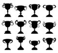 Trophy cup symbol silhouette set Royalty Free Stock Photo