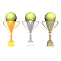 Trophy cup with tennis ball Royalty Free Stock Photo