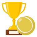 Trophy Cup and Tennis Ball Flat Icon Royalty Free Stock Photo