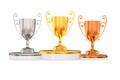 Trophy cups on white background. Isolated 3d illustration