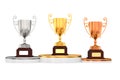 Trophy cups on white background. Isolated 3d illustration