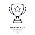 Trophy editable stroke outline icon isolated on white background flat vector illustration. Pixel perfect. 64 x 64 Royalty Free Stock Photo