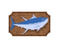 Trophy Fish On Board pixel art. 8 bit Fish interior decor Royalty Free Stock Photo