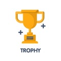 Trophy flat icon style design illustration on white background Royalty Free Stock Photo