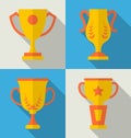 Trophy Flat Icons Set of Success Award Royalty Free Stock Photo