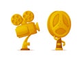 Trophy in Form of Camera and Bobbin Reel Icons Set