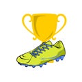 Trophy and grey shoe football vector illustration