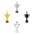 Trophy icon in cartoon,black style isolated on white background. Winner cup symbol stock vector illustration. Royalty Free Stock Photo