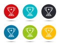 Trophy icon flat round button set illustration design Royalty Free Stock Photo