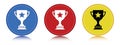 Trophy icon flat round button set illustration Royalty Free Stock Photo